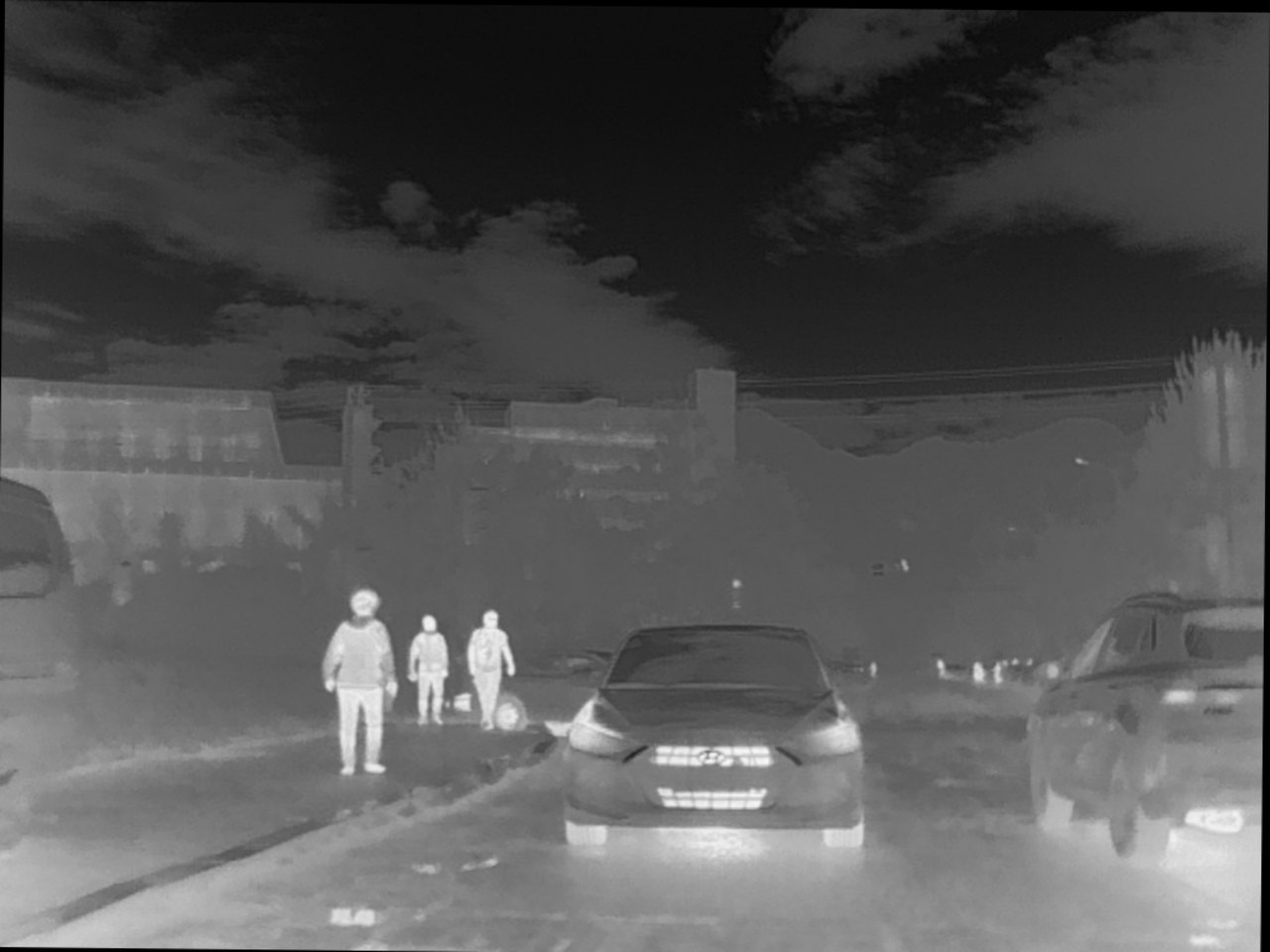 Registered night-time infrared image of the same road scene