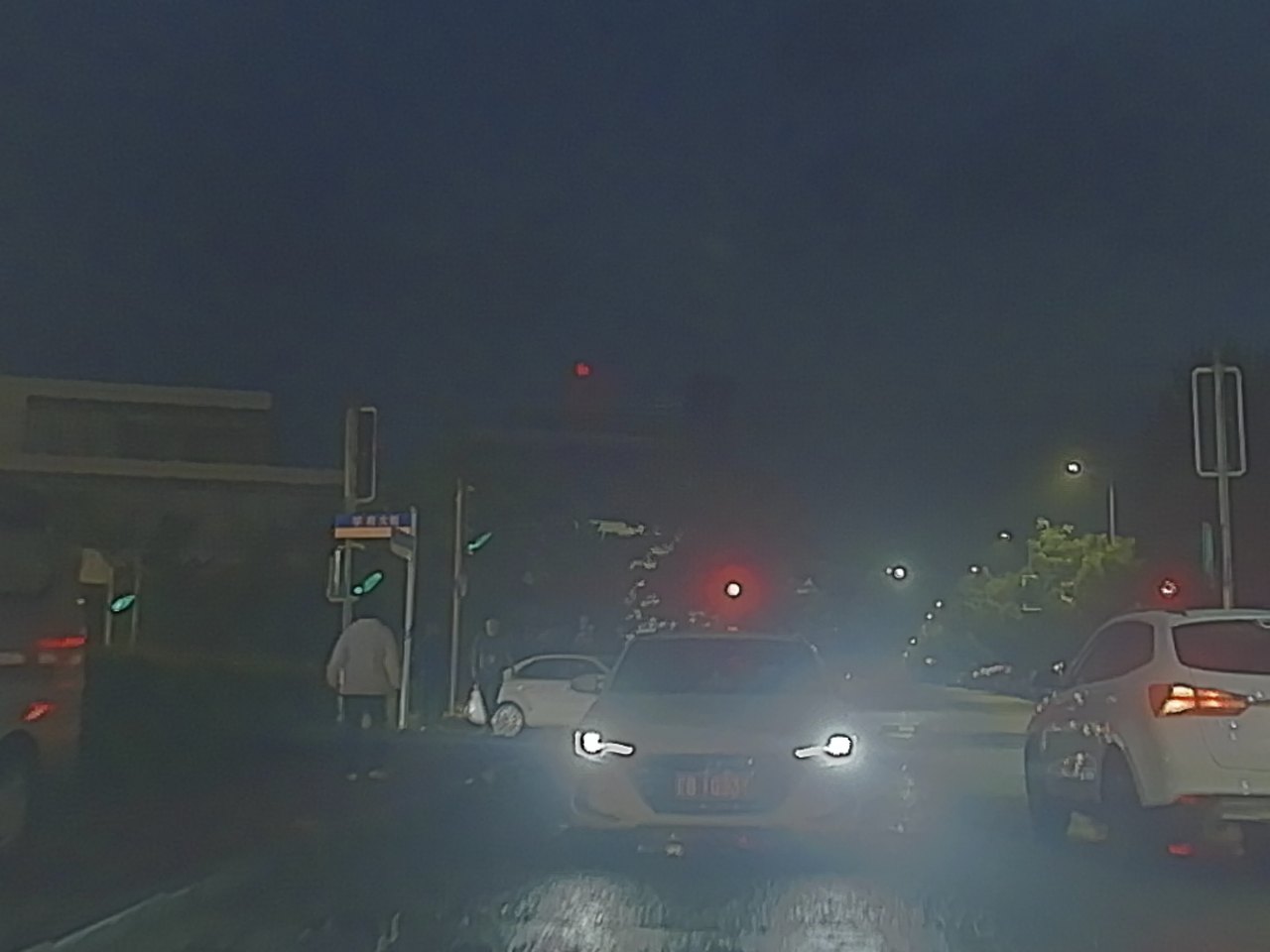 Registered night-time visible image of a road scene